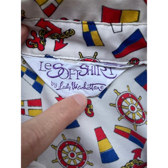 Vintage 70's Le Soft Shirt Lady Manhattan Nautical Sailor Button Up Shirt Sz M - Picture 14 of 15